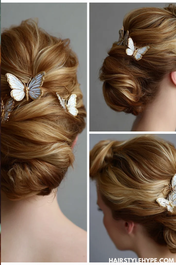  French Roll with Butterfly Clips