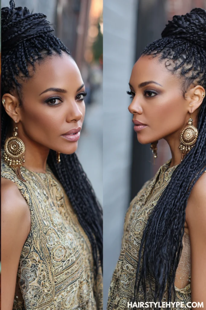  Half-Up, Half-Down Box Braids