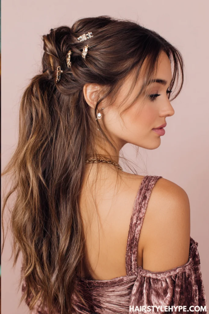Half-Up Half-Down with Clips