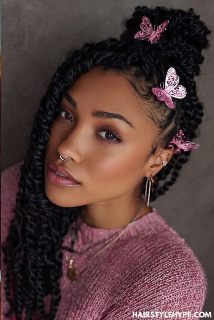 Half-Up Mini Twists with Butterfly Clips