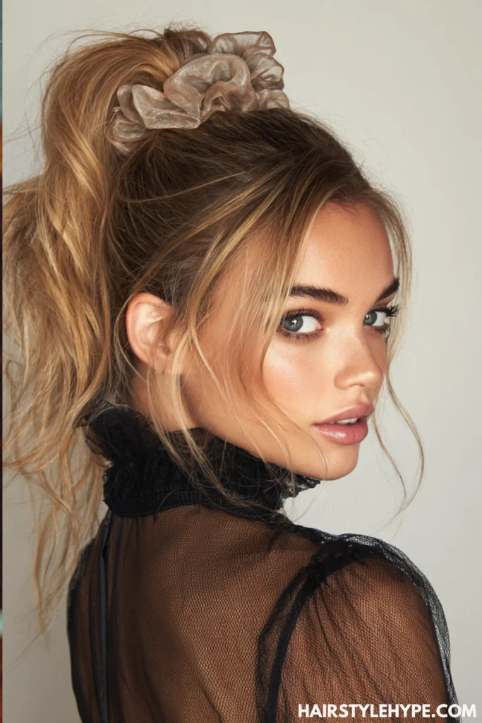 High Ponytail with Scrunchie