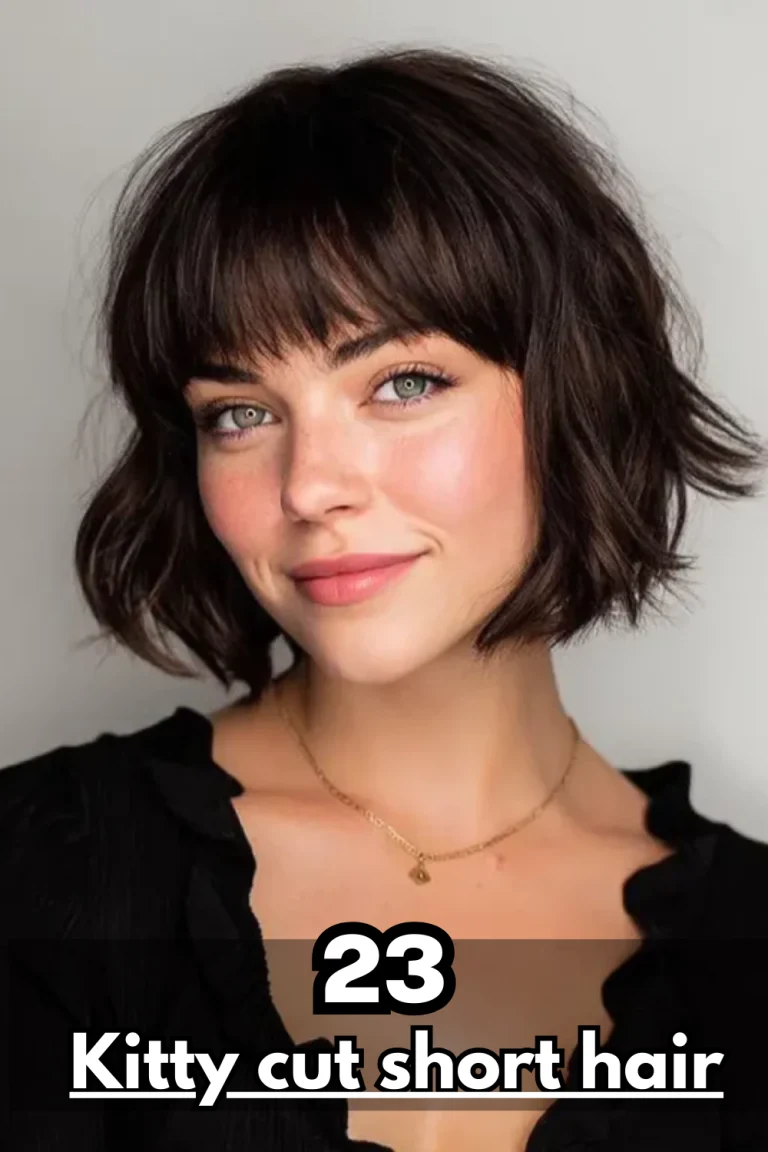 Kitty cut short hair