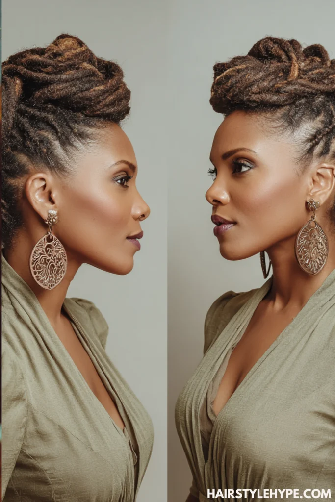 Loc Updo with Twists