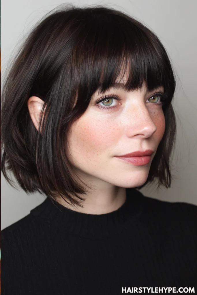 Long Bangs with a Sleek Bob