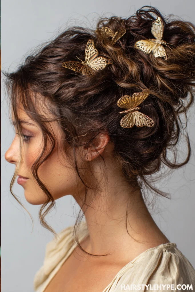  Messy Bun with Butterfly Clips