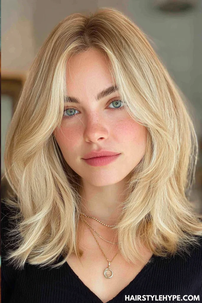  Middle Part Blonde Kitty Cut