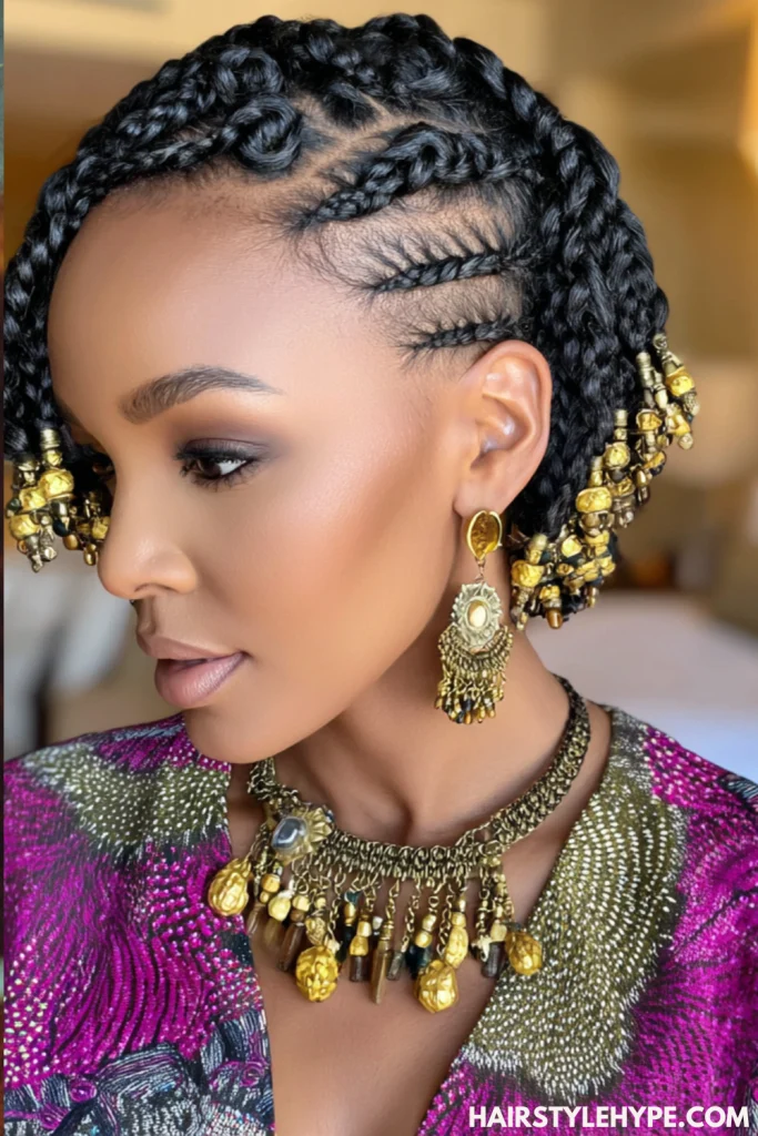 Short Braided Bob with Beads