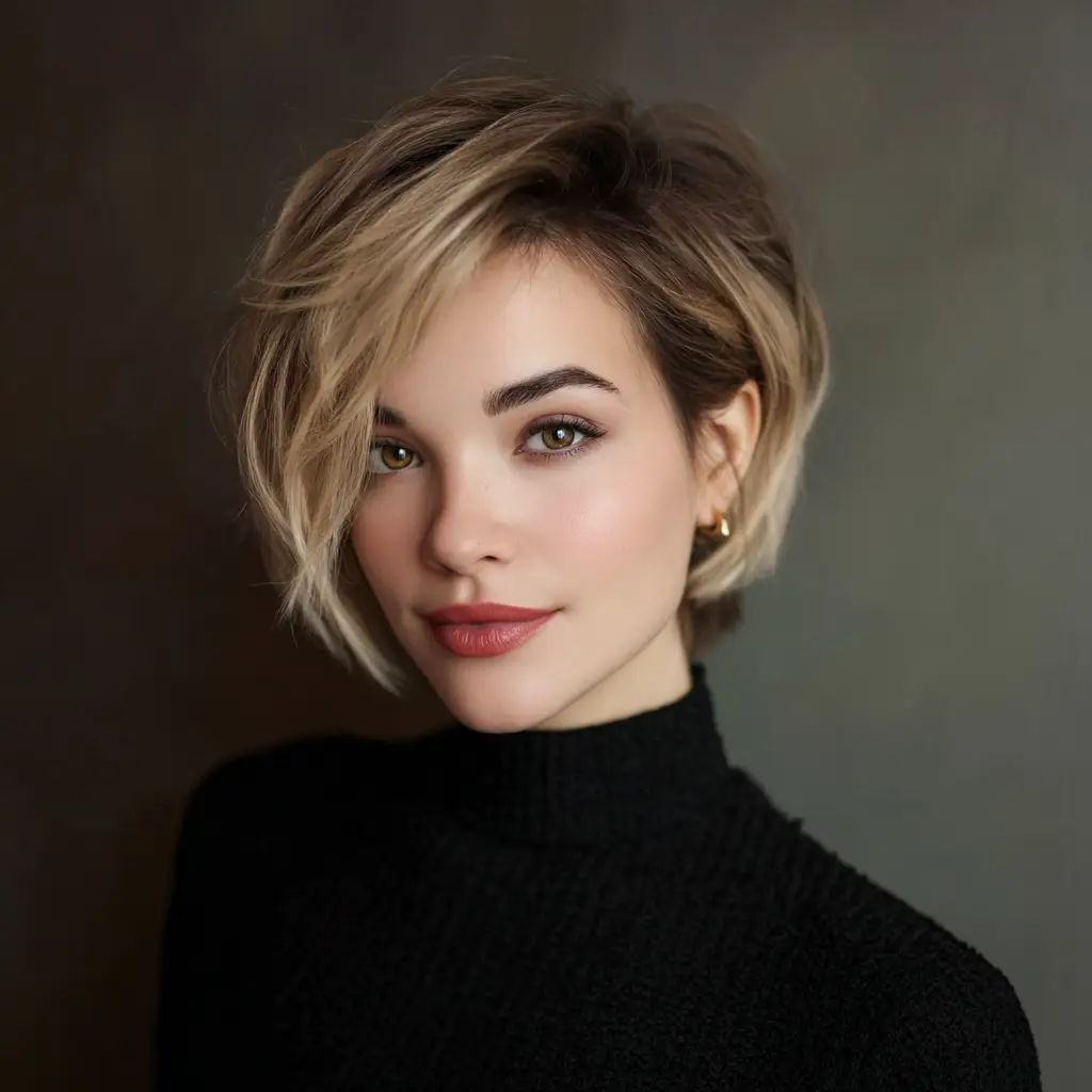  Short Kitty Cut with Side Part