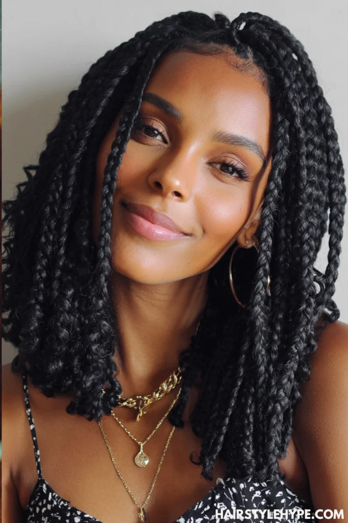 Shoulder-Length Knotless Braids