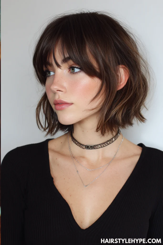 Shoulder-Length Old Money Bob with Side Bangs