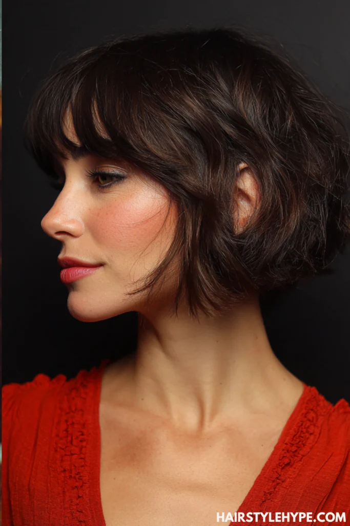 Side-Swept Bangs on an Old Money Bob