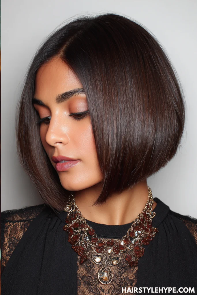 Sleek Bob with Middle Part