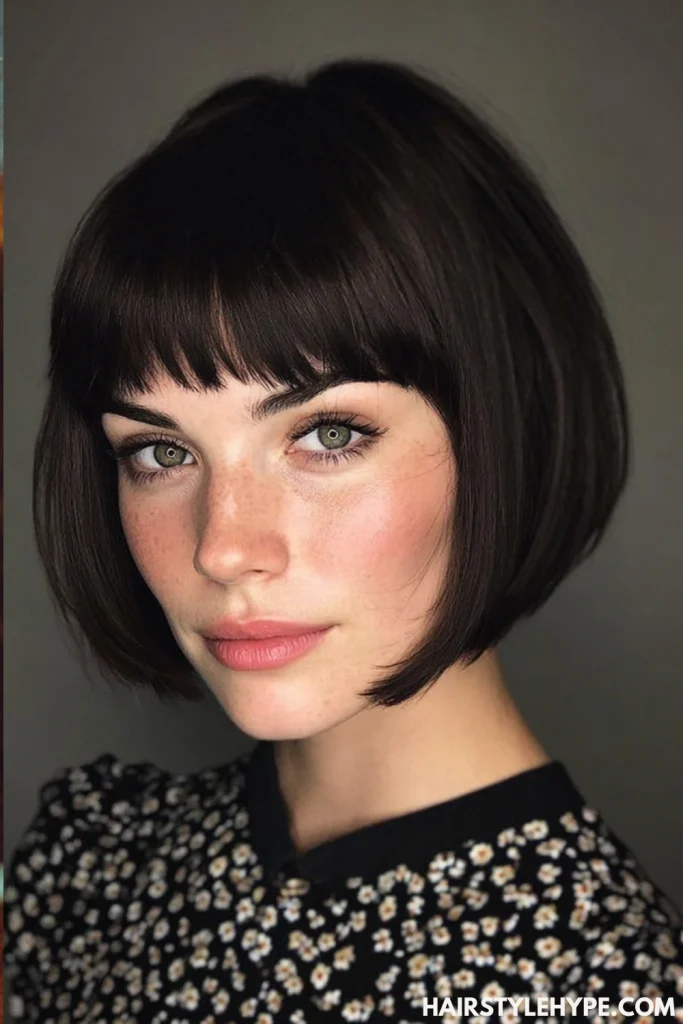 Sleek Old Money Bob with Blunt Bangs