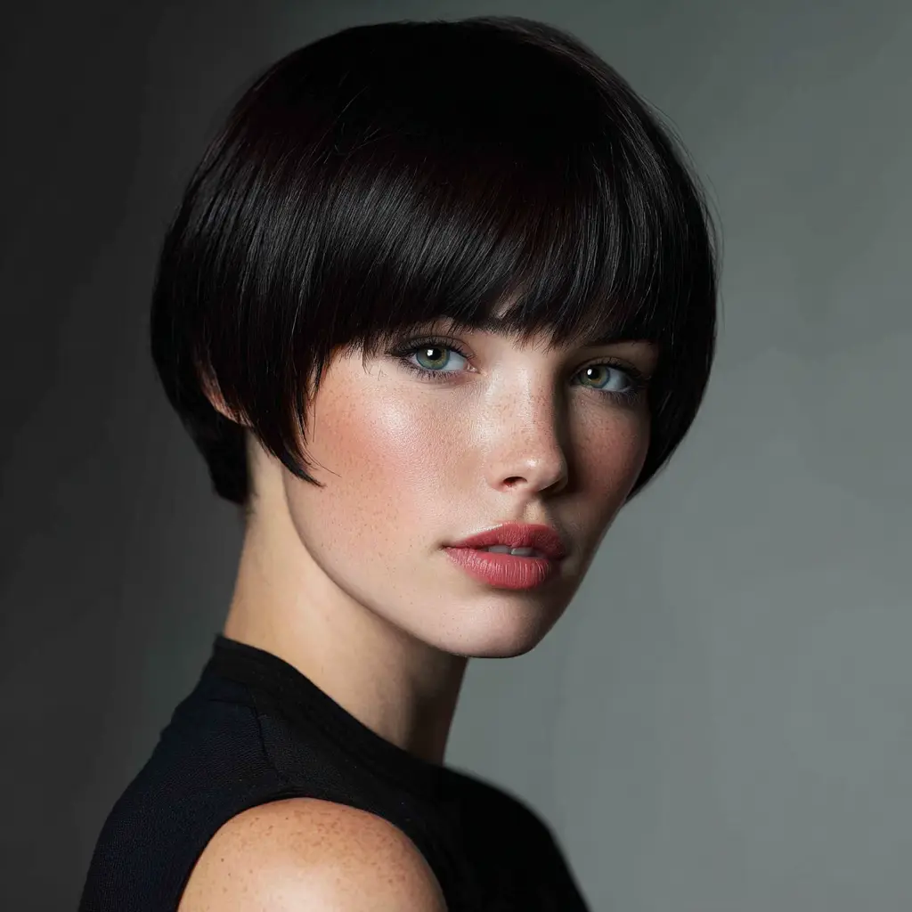  Sleek Straight Kitty Cut Short Hair