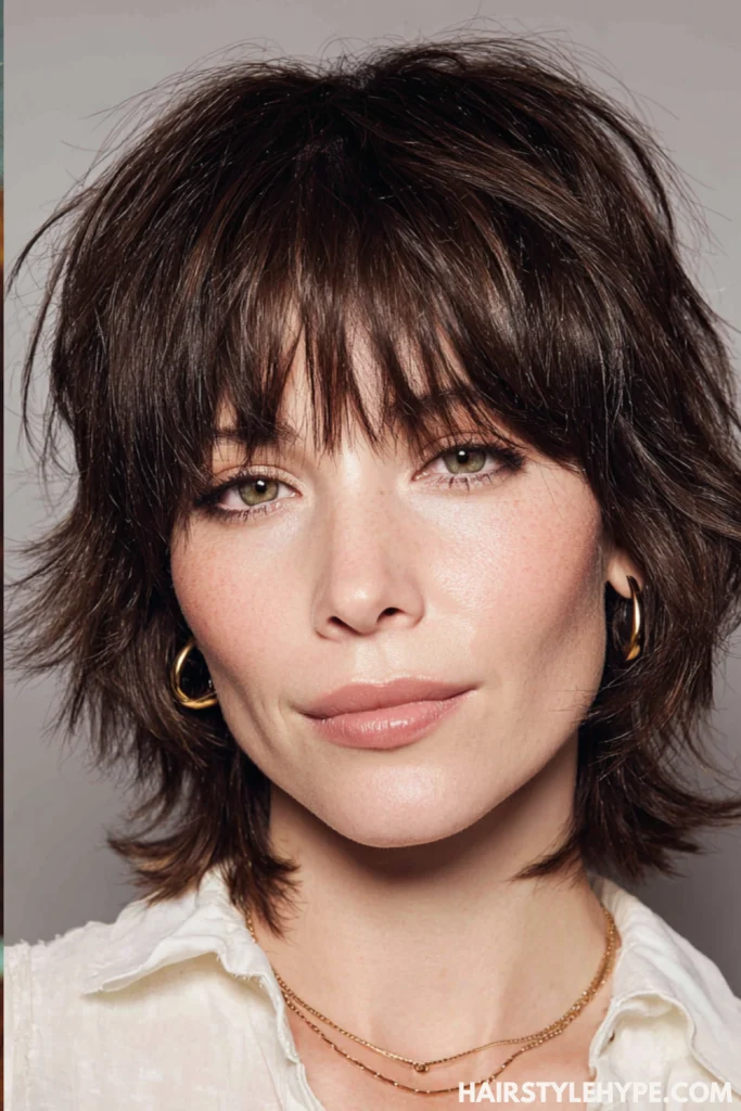  Soft Shag with Side-Swept Bangs