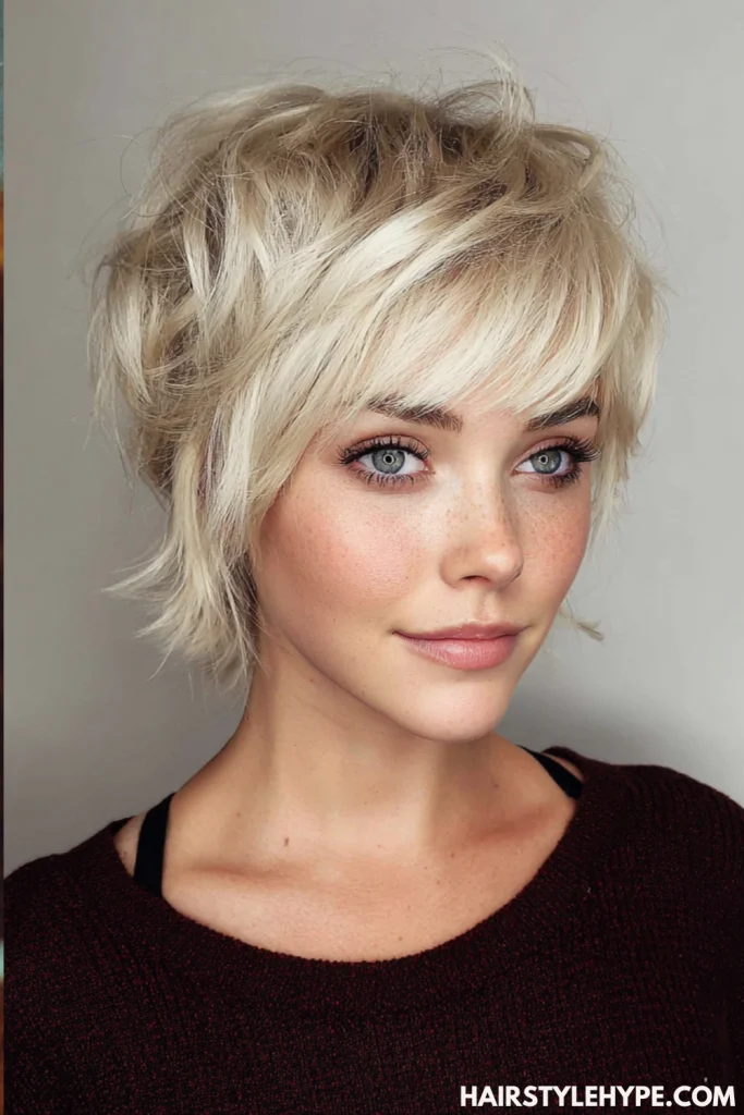 Textured Tousled Blonde Kitty Cut