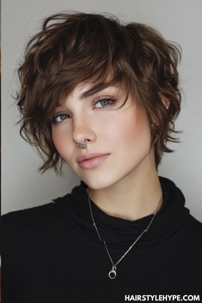  Tousled Kitty Cut with Side Part