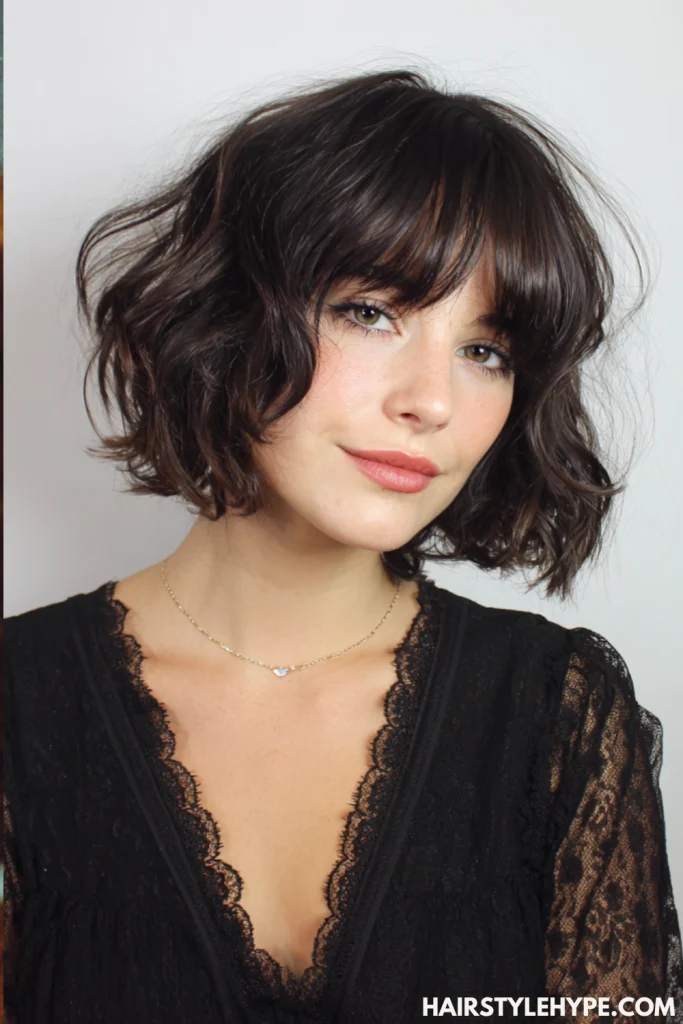  Wavy Old Money Bob with Bangs