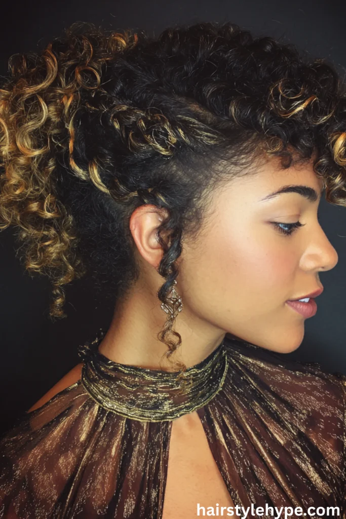 Curly Updo with Gold Dust Highlights