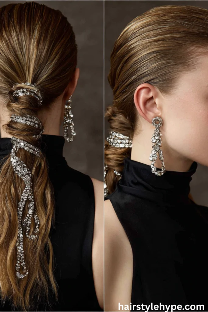 Side-Swept Waves with Sparkly Barrettes