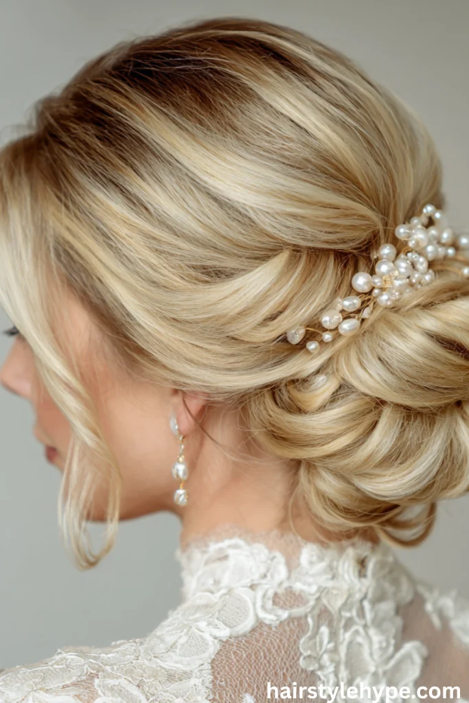 Elegant Chignon with Pearl Details