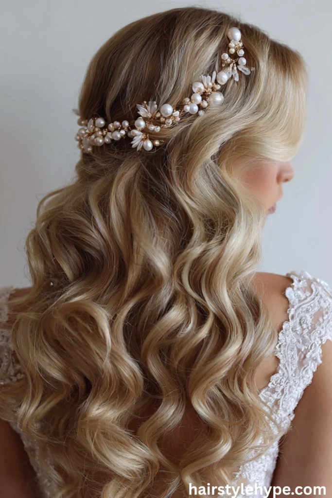Romantic Soft Curls with Pearl Accessories