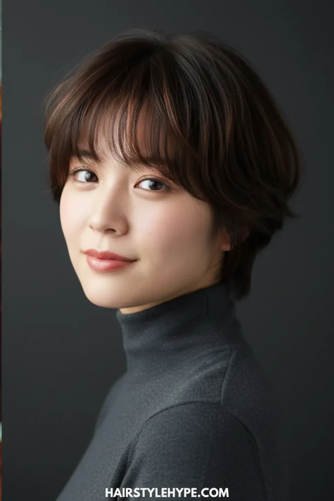 Short Wolf Cut With Curtain Bangs for Soft Balance and Retro Charm