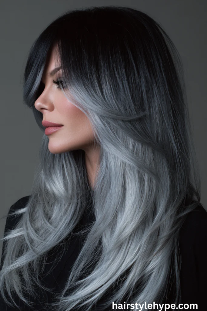 Silver Ombre With a Deep, Dark Base for a Modern Metallic Look