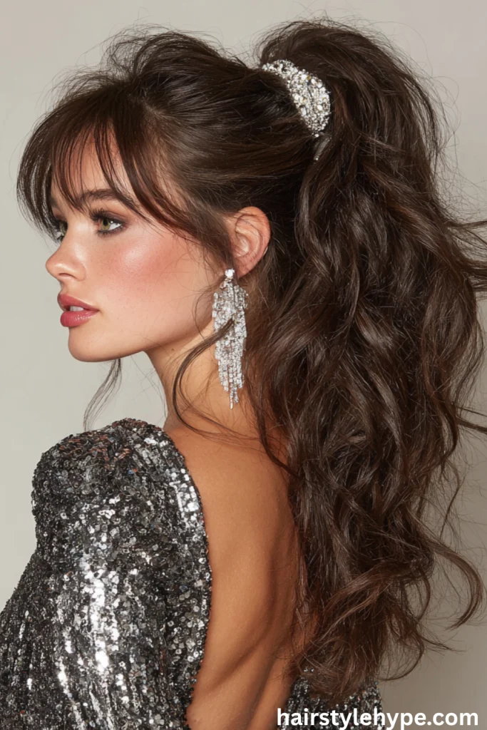 Voluminous Ponytail with Sparkling Clip