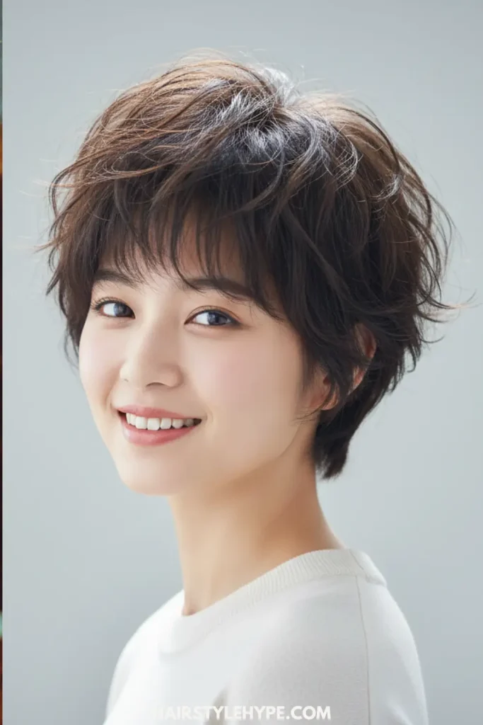 Volumized Crown Short Wolf Cut for Extra Height and Face-Flattering Dimension