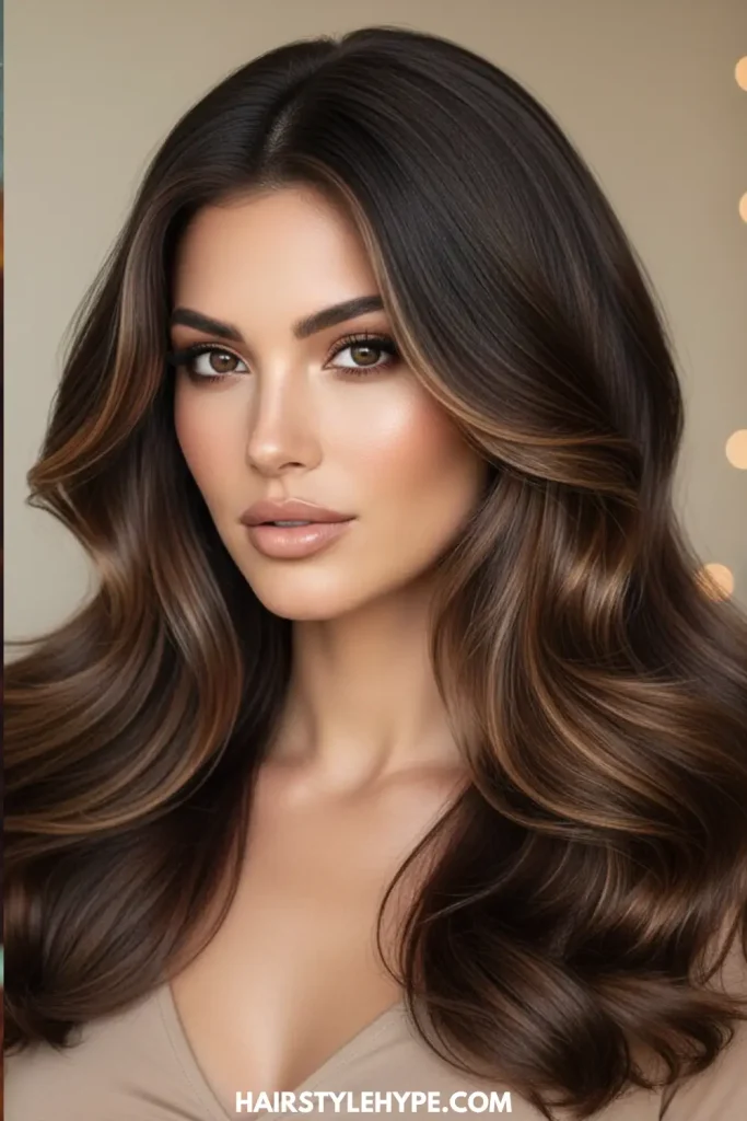 Brown Sugar Highlights on Dark Brunette Hair